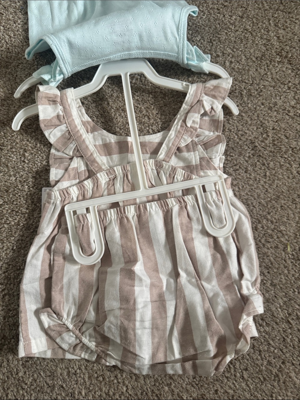 Carter's Beige & White Striped Ruffle Set - Picture 4 of 5